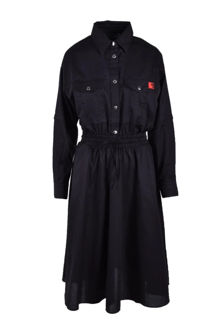 Love Moschino Cotton Lycra Shirt Dress - Black
