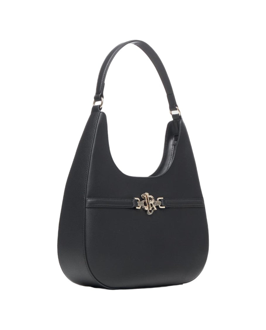 Richmond Structured Black Shoulder Bag With Decorative Clasp