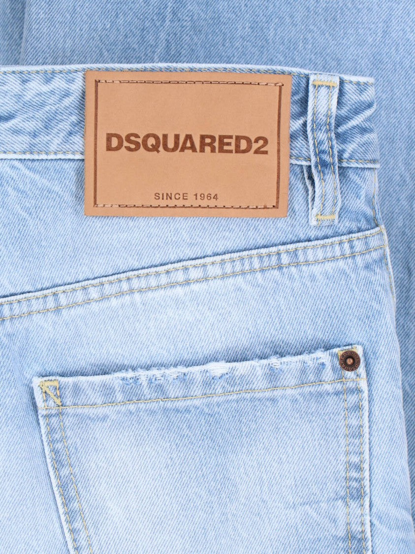 Dsquared2 Light Blue Straight-Cut Denim Logo Jeans