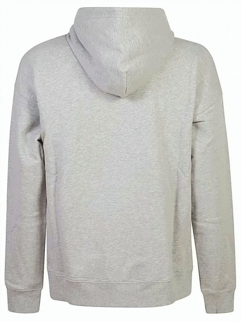 Diesel Light Grey Cotton-Elastane Hoodie With Minimalist Logo