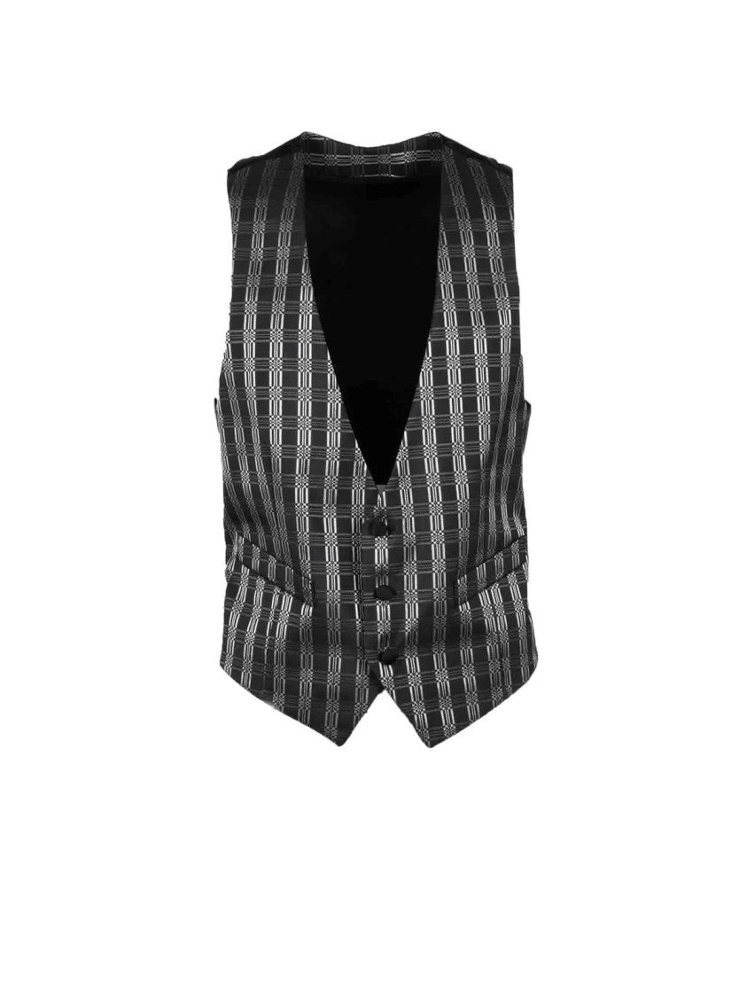 Alessandro Dell Acqua Black/Grey Polyester Acetate Vest