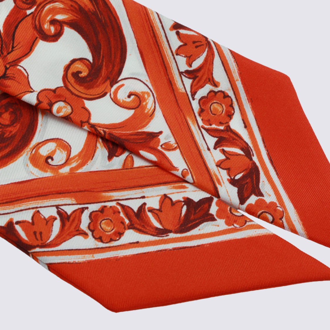 Dolce & Gabbana Long Narrow Scarf With Intricate Baroque Floral Pattern