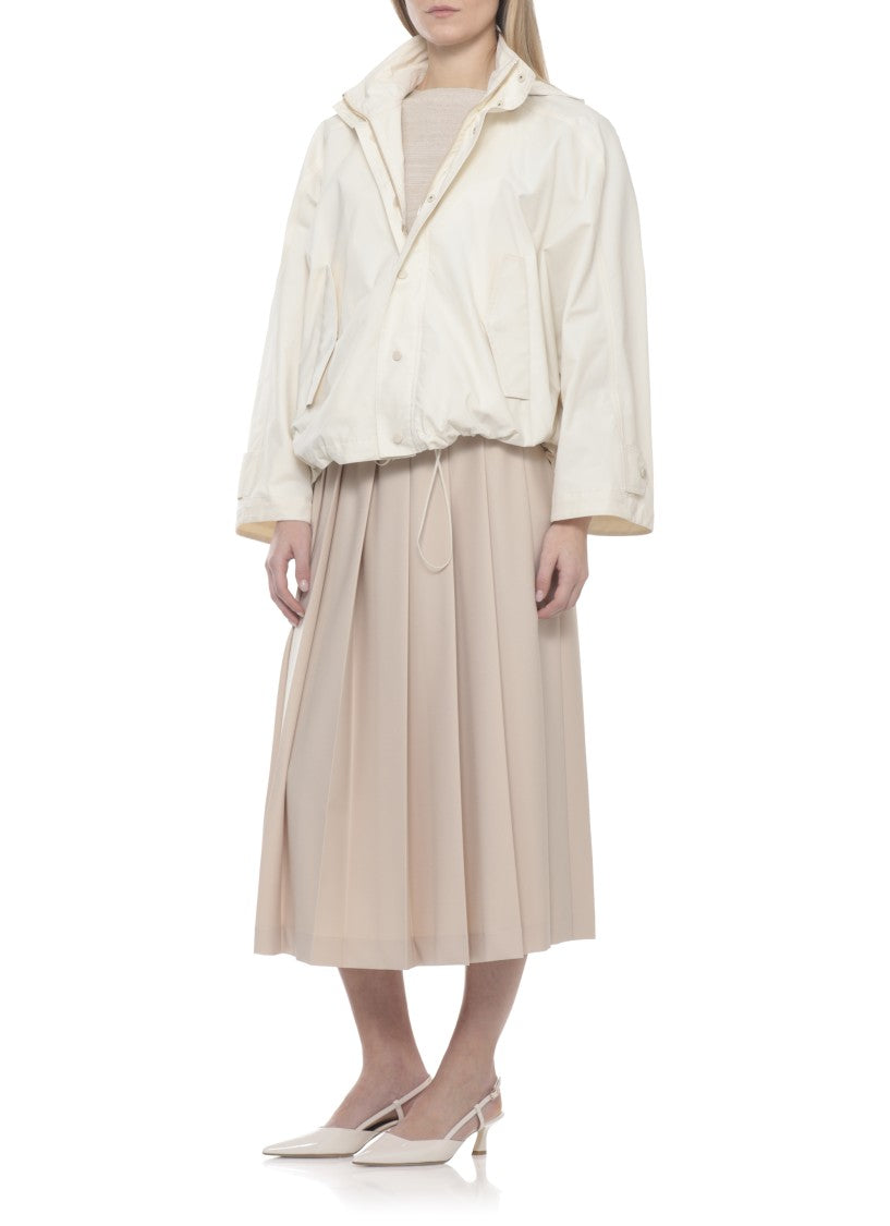 Fabiana Filippi Ivory Drawstring Hooded Cotton Jacket