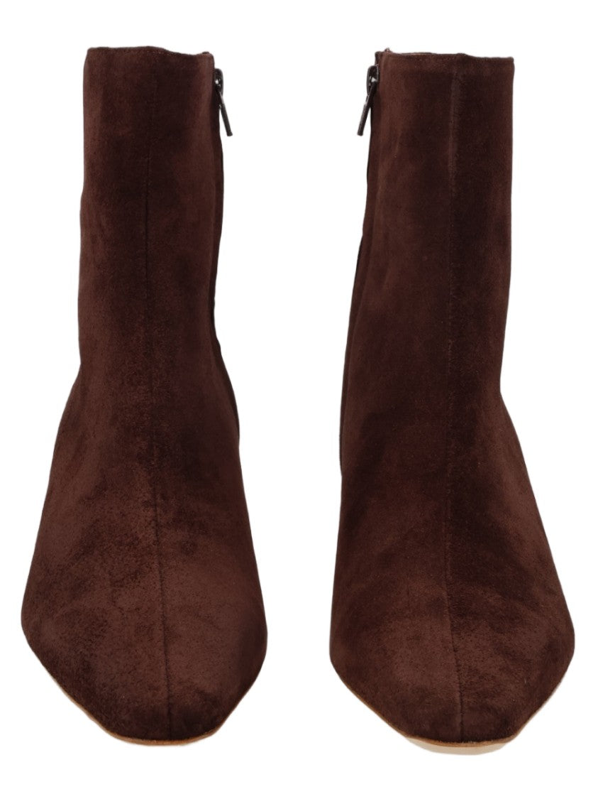 Staud Suede Ankle Boots With Square Toe And Block Heel