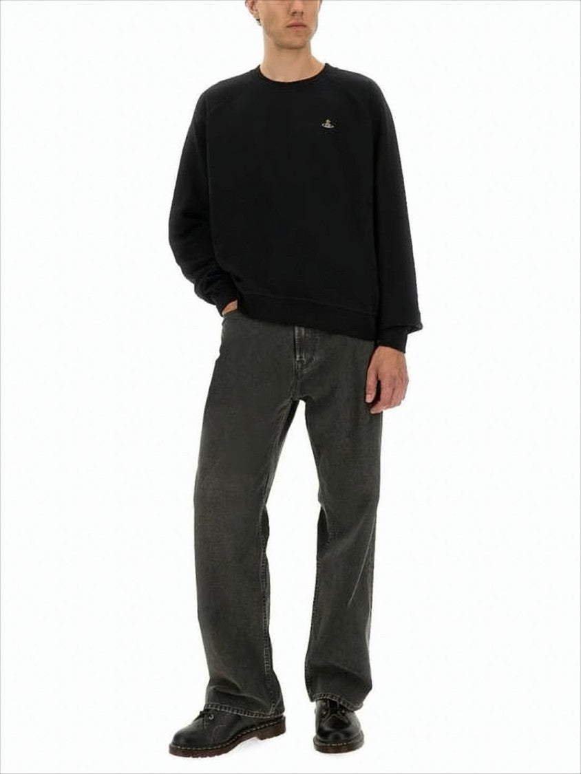 Vivienne Westwood Relaxed Fit Black Long-Sleeve Sweatshirt With Ribbed Cuffs