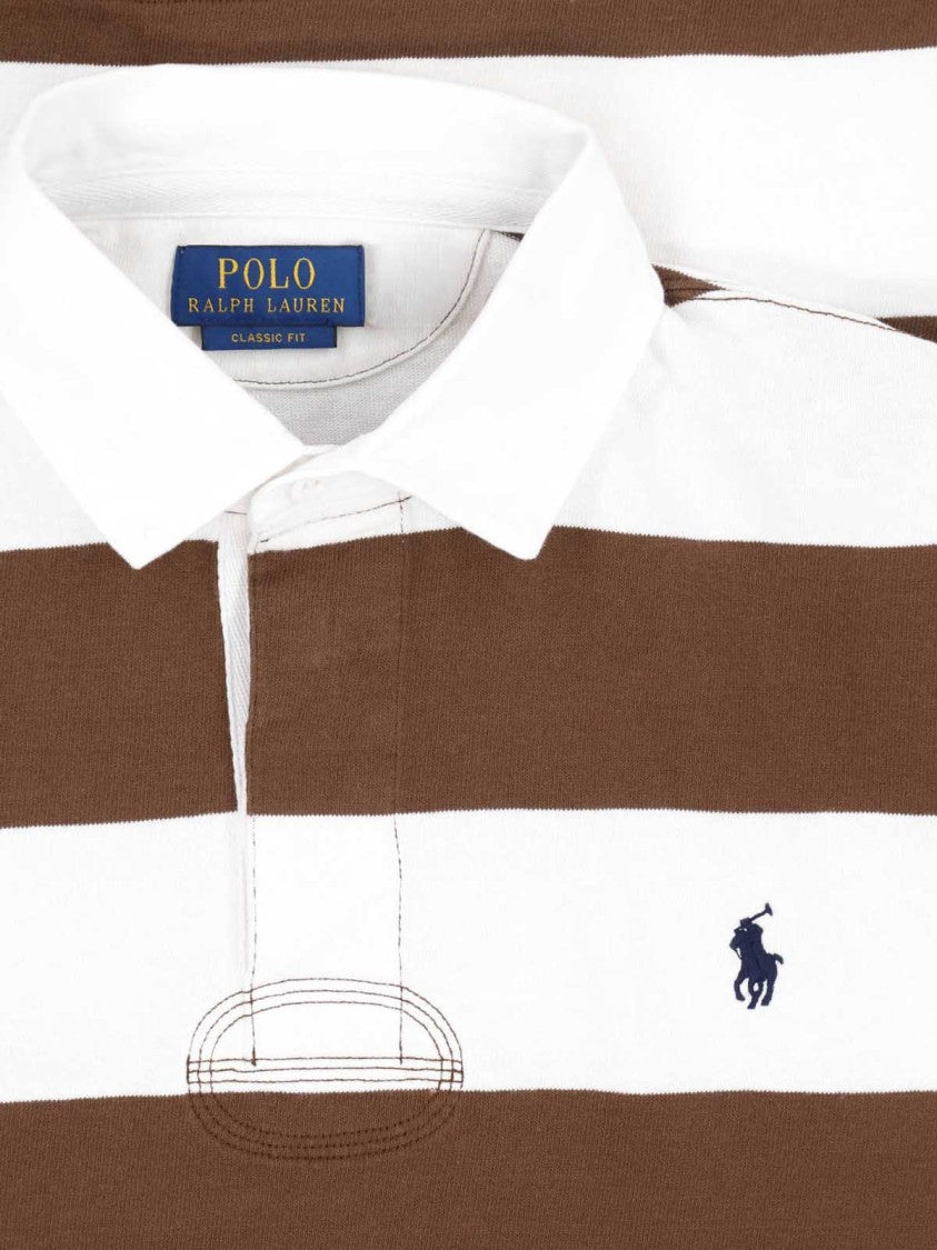 Polo Ralph Lauren Brown Striped Rugby Cotton Polo Shirt