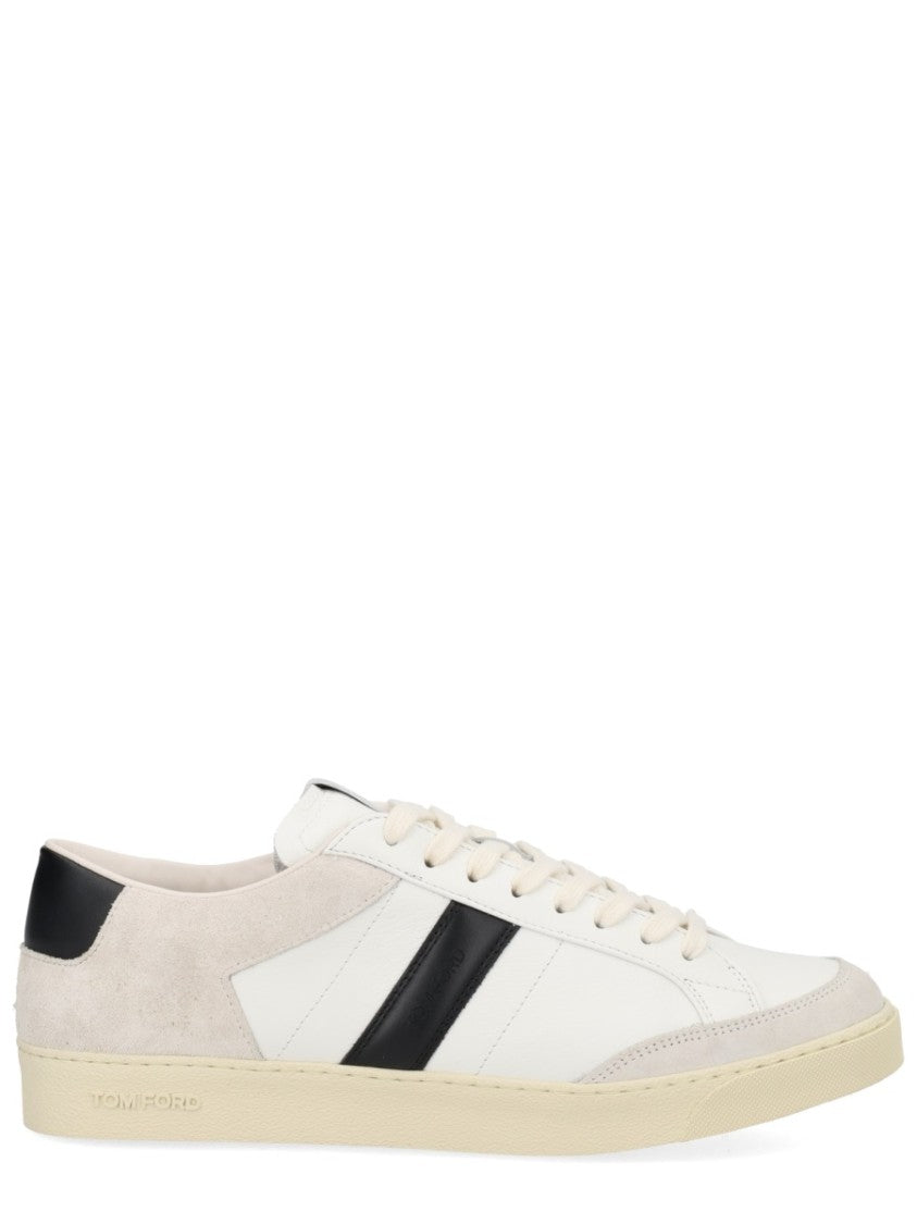 Tom Ford White Striped Black Heel Sneakers
