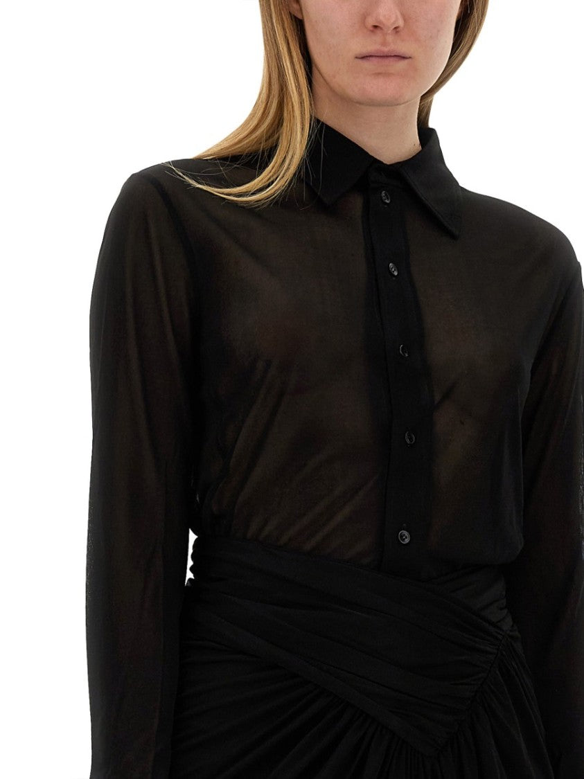 Saint Laurent Long-Sleeved Sheer Jersey Shirt With Fitted Silhouette