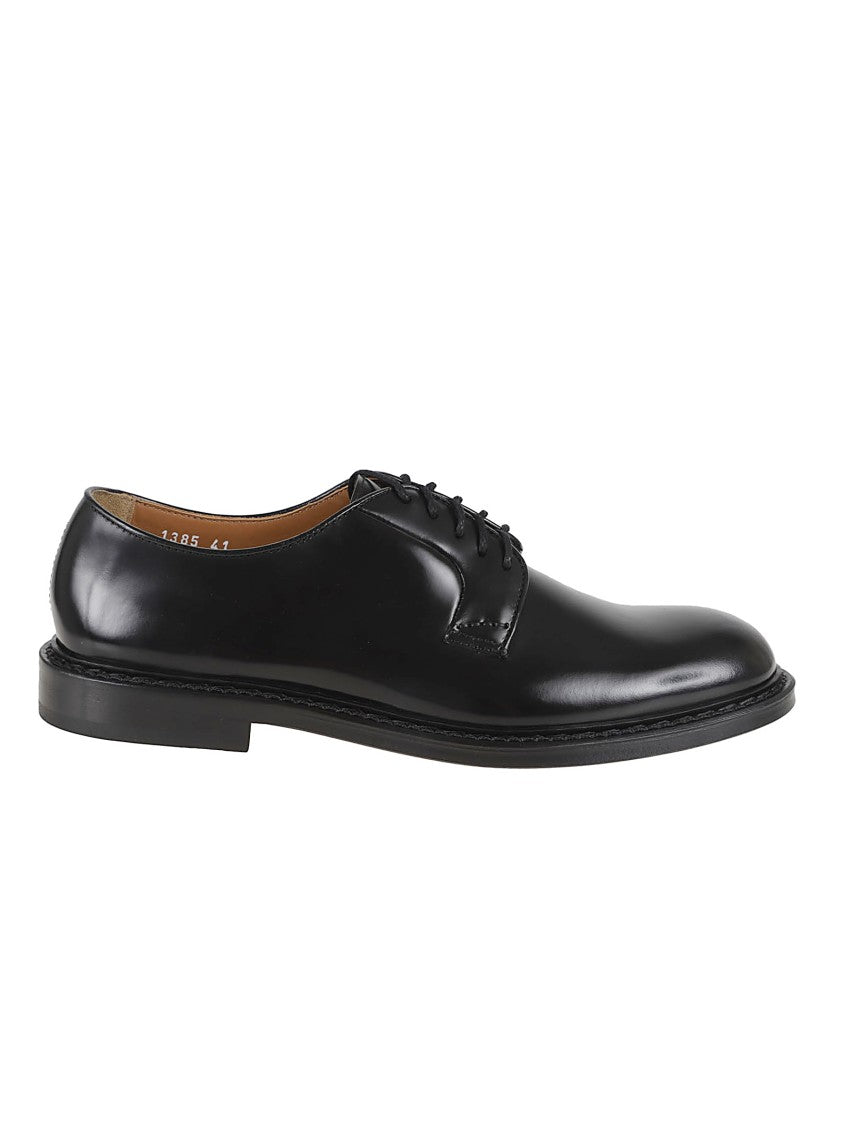 Doucal's Refined Black Leather Lace-Up Shoes