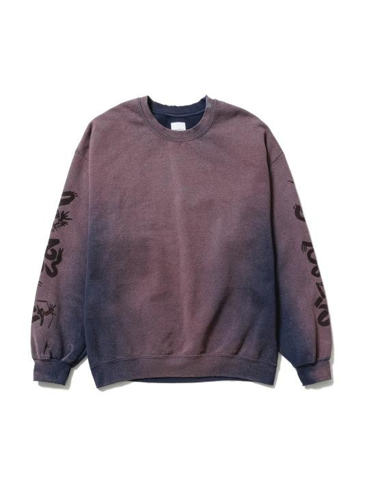Sasquatchfabrix Gradient Long-Sleeve Cotton Sweatshirt With Bold Graphic Prints