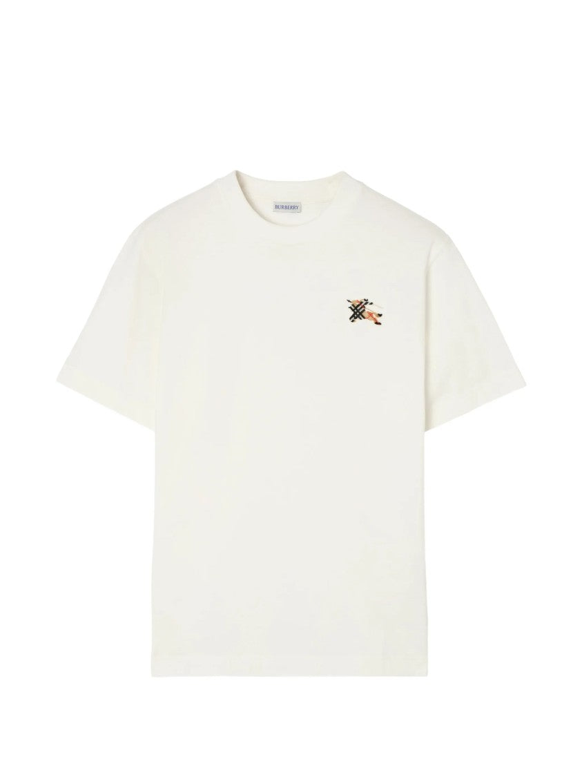 Burberry White Seth Cotton Crewneck T-Shirt