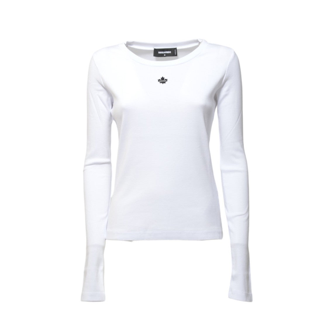 Dsquared2 Maple Leaf Long Sleeve White Cotton T-Shirt