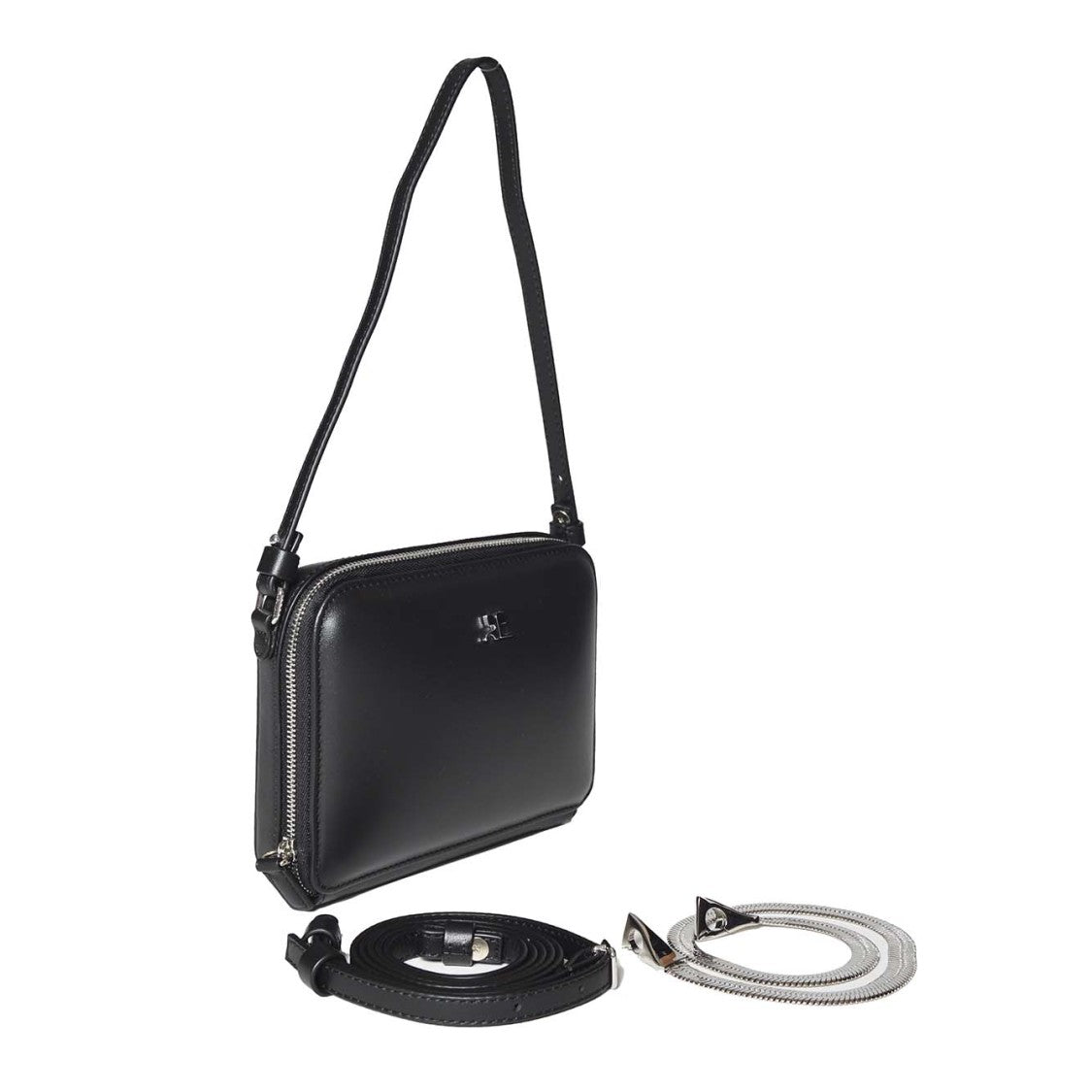 Courrèges Cloud Chained Handbag In Black Leather