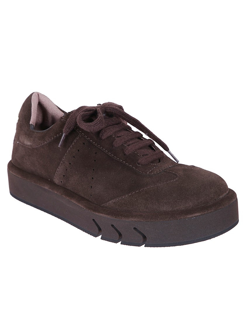 Paloma Barceló Low-Top Sneakers In Brown Suede With Embossed Logo