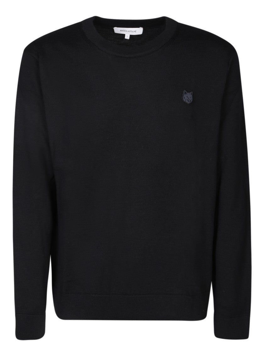 Maison Kitsuné Black Merino Wool Knitwear
