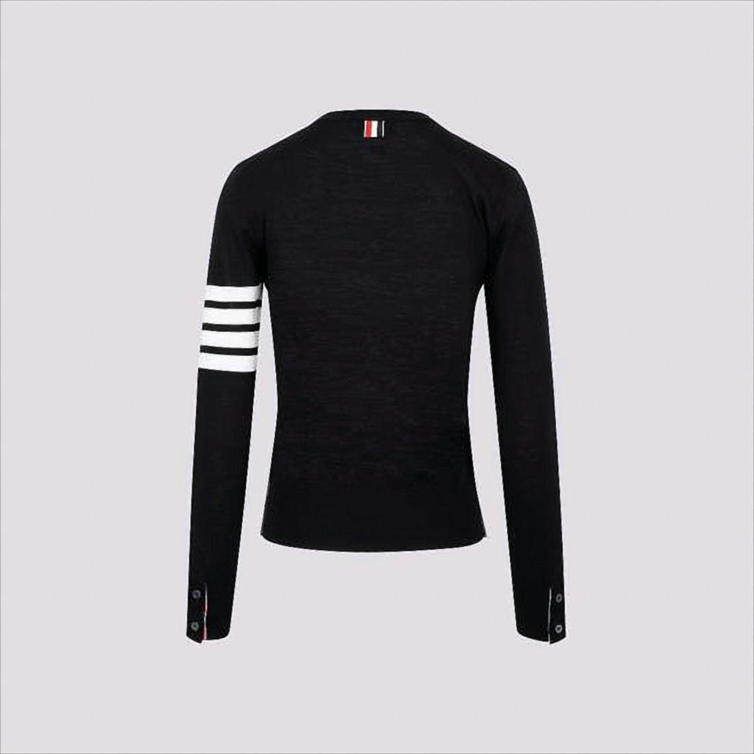 Thom Browne Long Sleeve Wool Sweater With Contrasting Stripe Detail