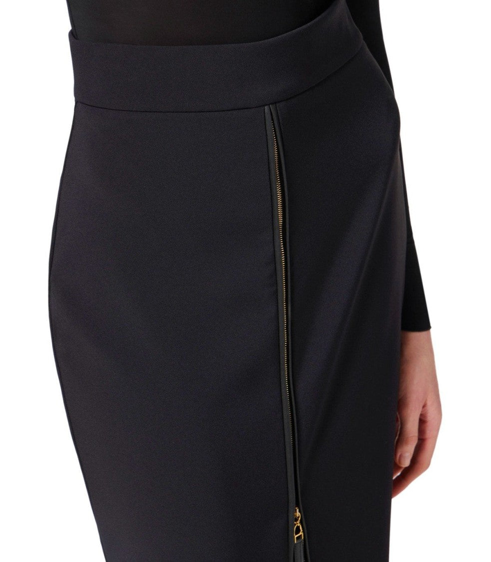 Elisabetta Franchi Black Zipped Midi Skirt