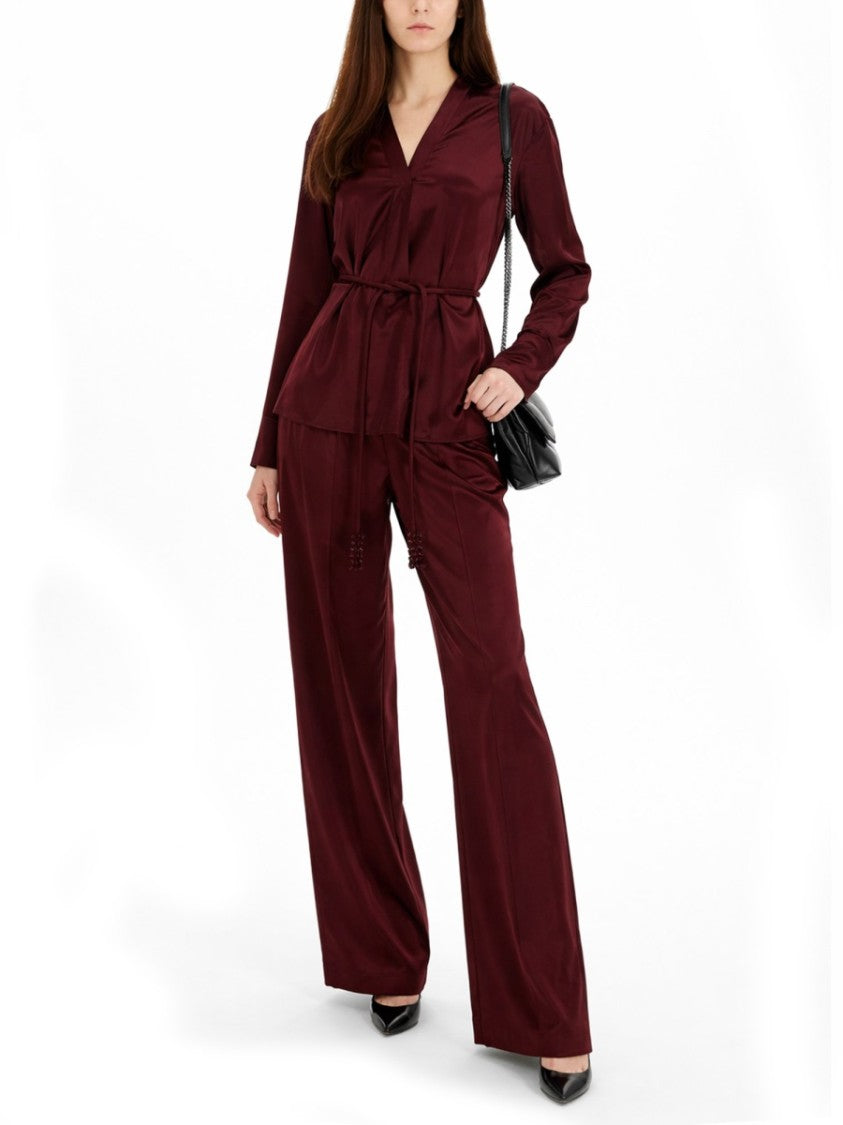 Tory Burch Wide-Leg Vertical Seams Viscose Trousers