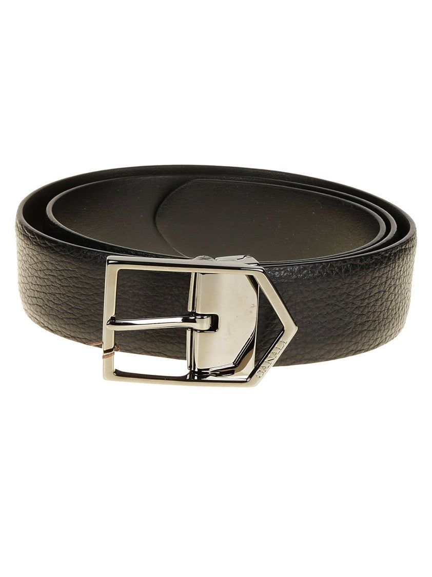 Canali Calf Leather Belt With Textured Finish