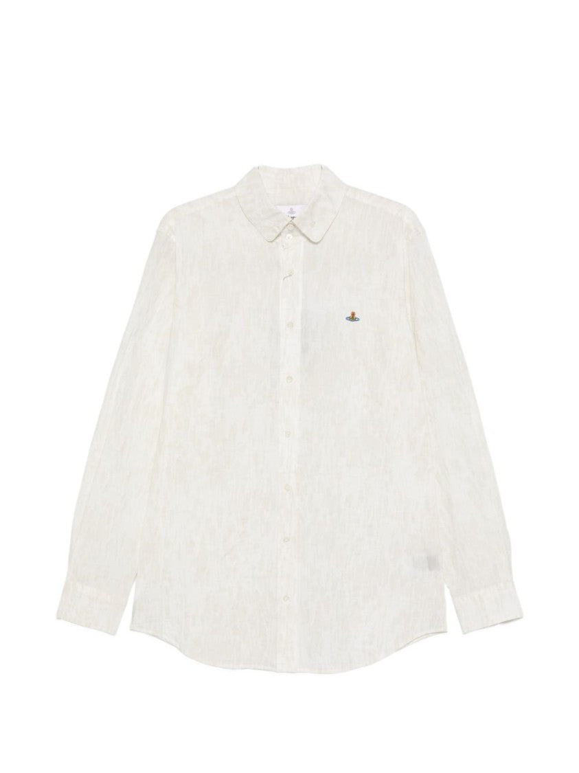 Vivienne Westwood White Tonal Pattern Embroidered Logo Shirt