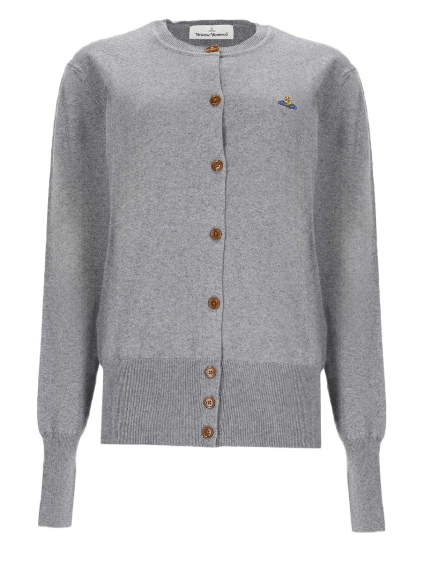 Vivienne Westwood Fine-Knit Grey Sweater With Button-Down Front And Ribbed Detailing