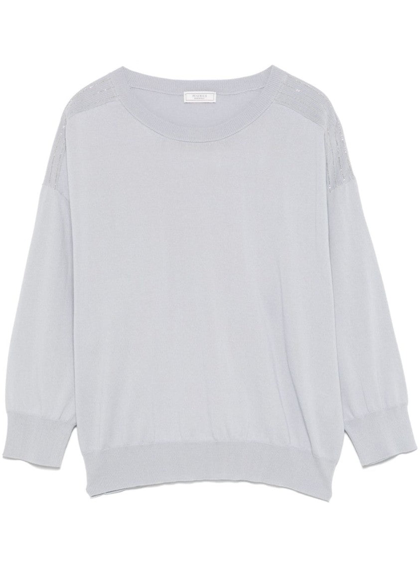 Peserico Relaxed-Fit Round Neck Purple Sweater