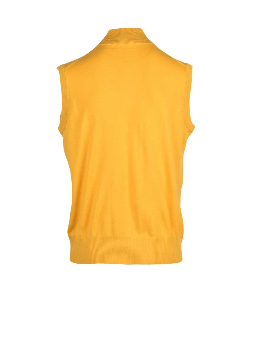 Kangra Kangra Cotton Wool Blend Vest With Ribbed Collar And Structured Silhouette