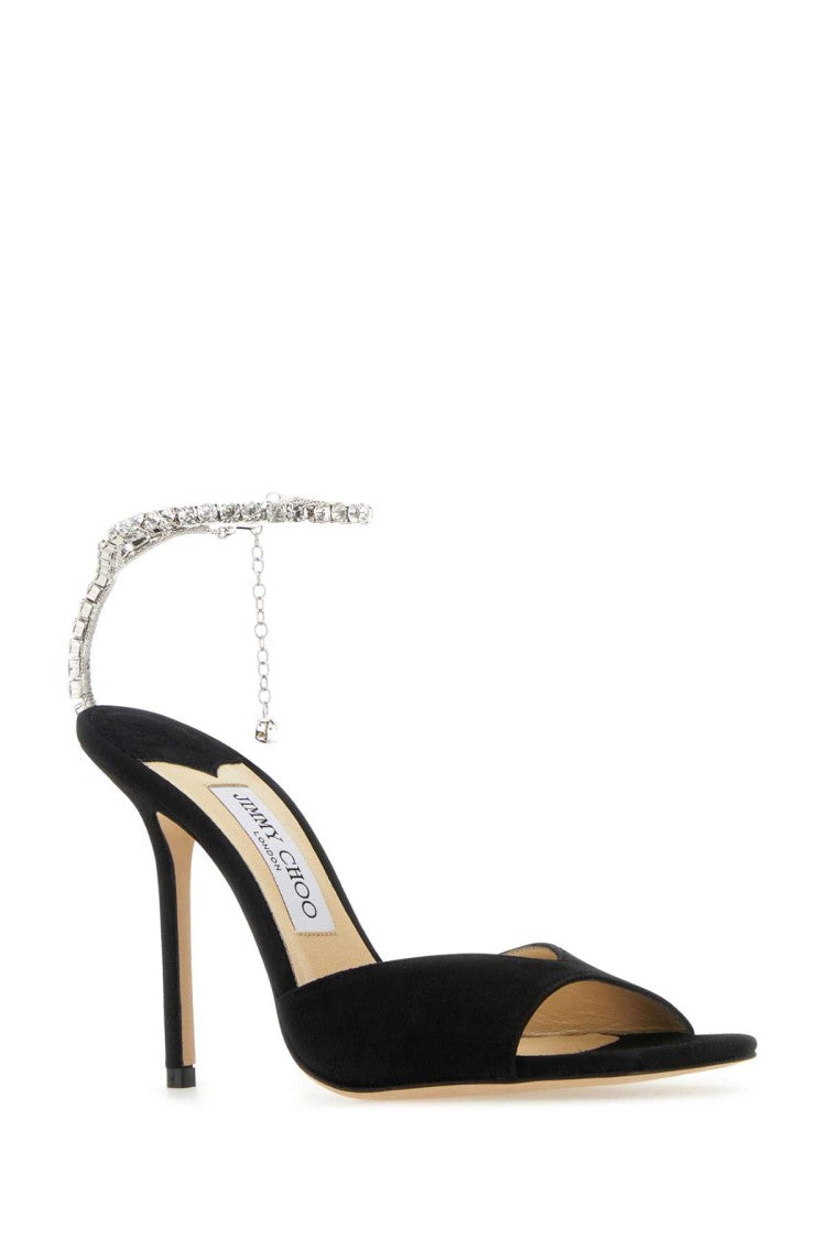 Jimmy Choo Black Suede Saeda 100 Sandals