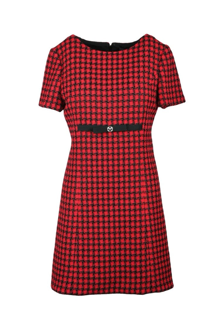 Versace Collection Bouclé Dress - Red/Black