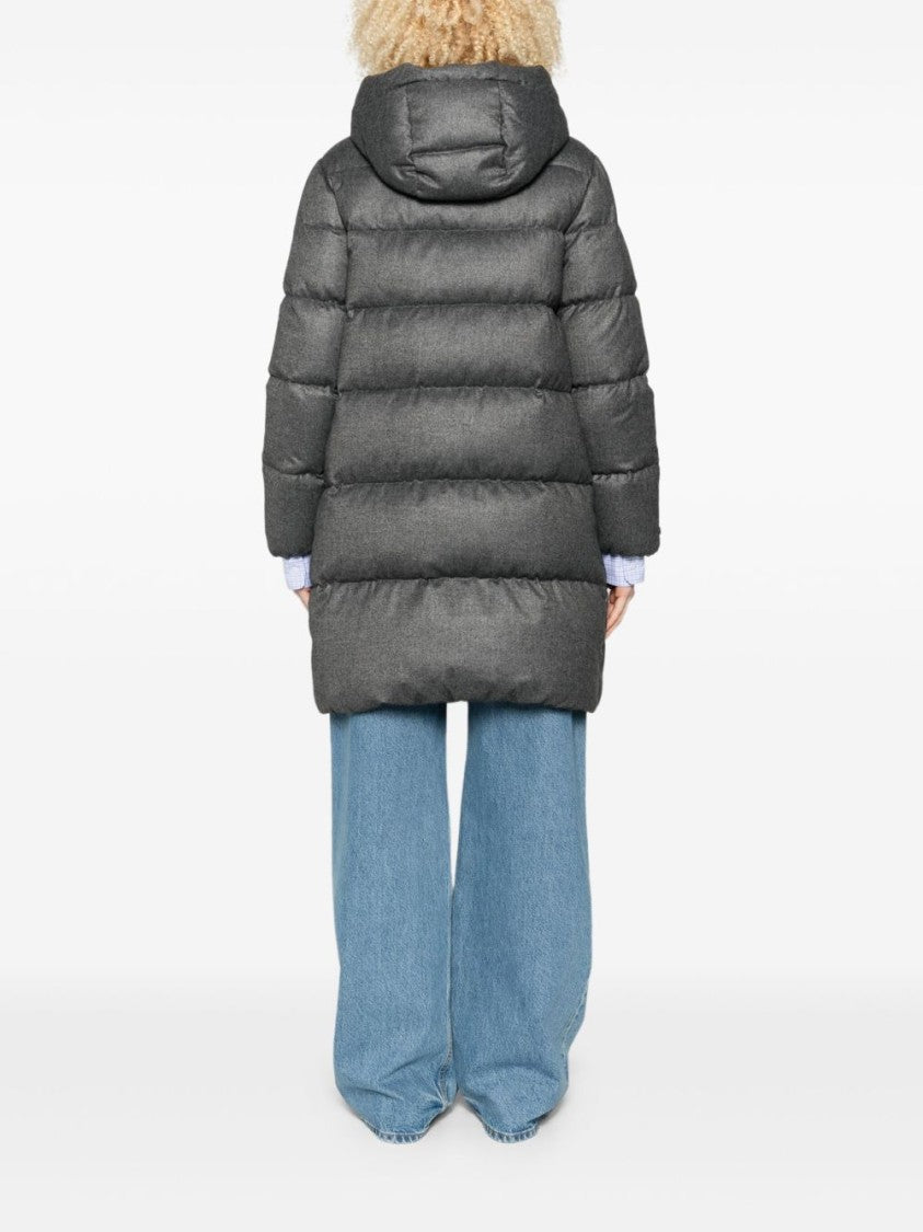 Peserico Mid-Length Gray Padded Jacket With Hood