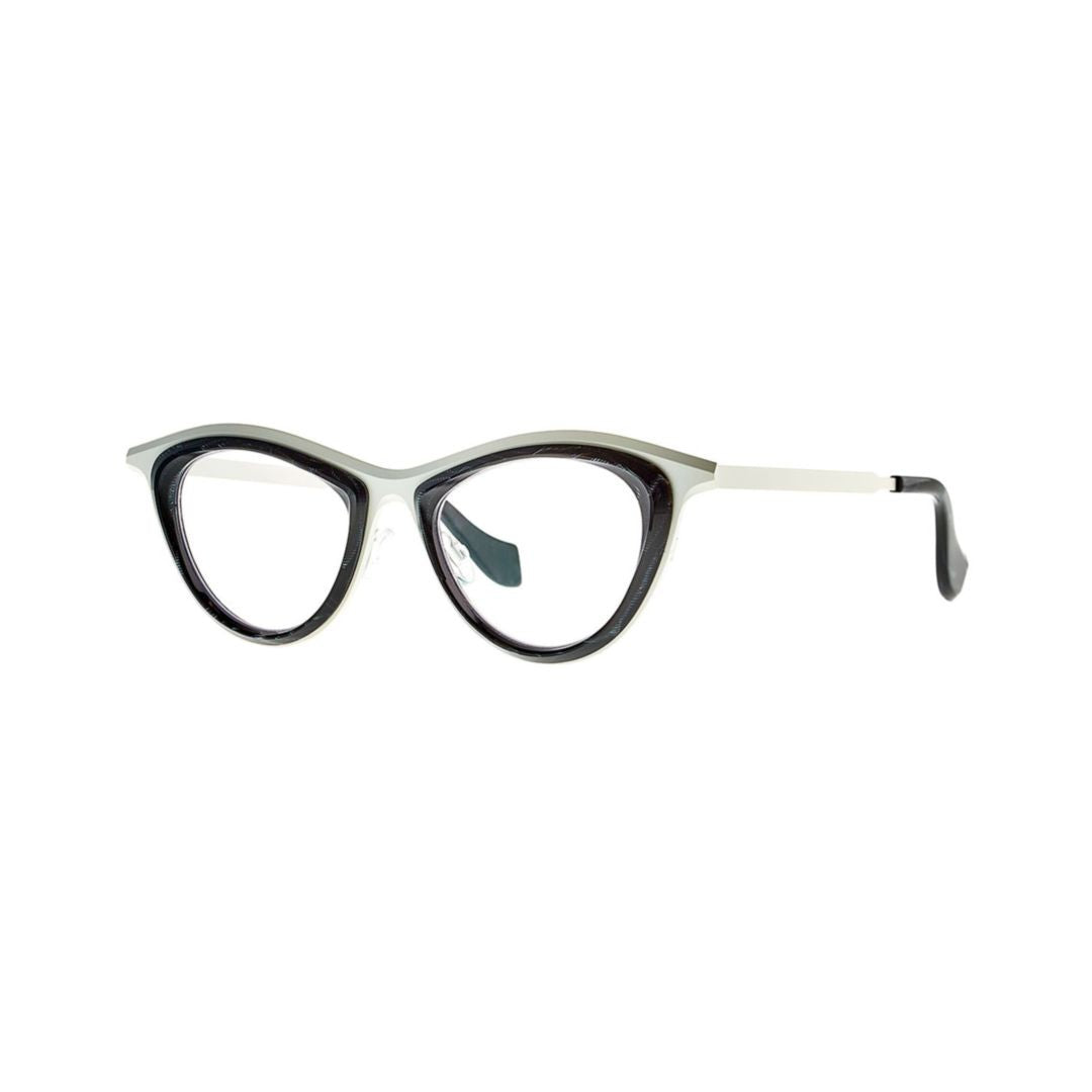 Theo Pave 012 Astrakhan+Tack Room White Cat-Eye Astrakhan Sunglasses With Bold Frame