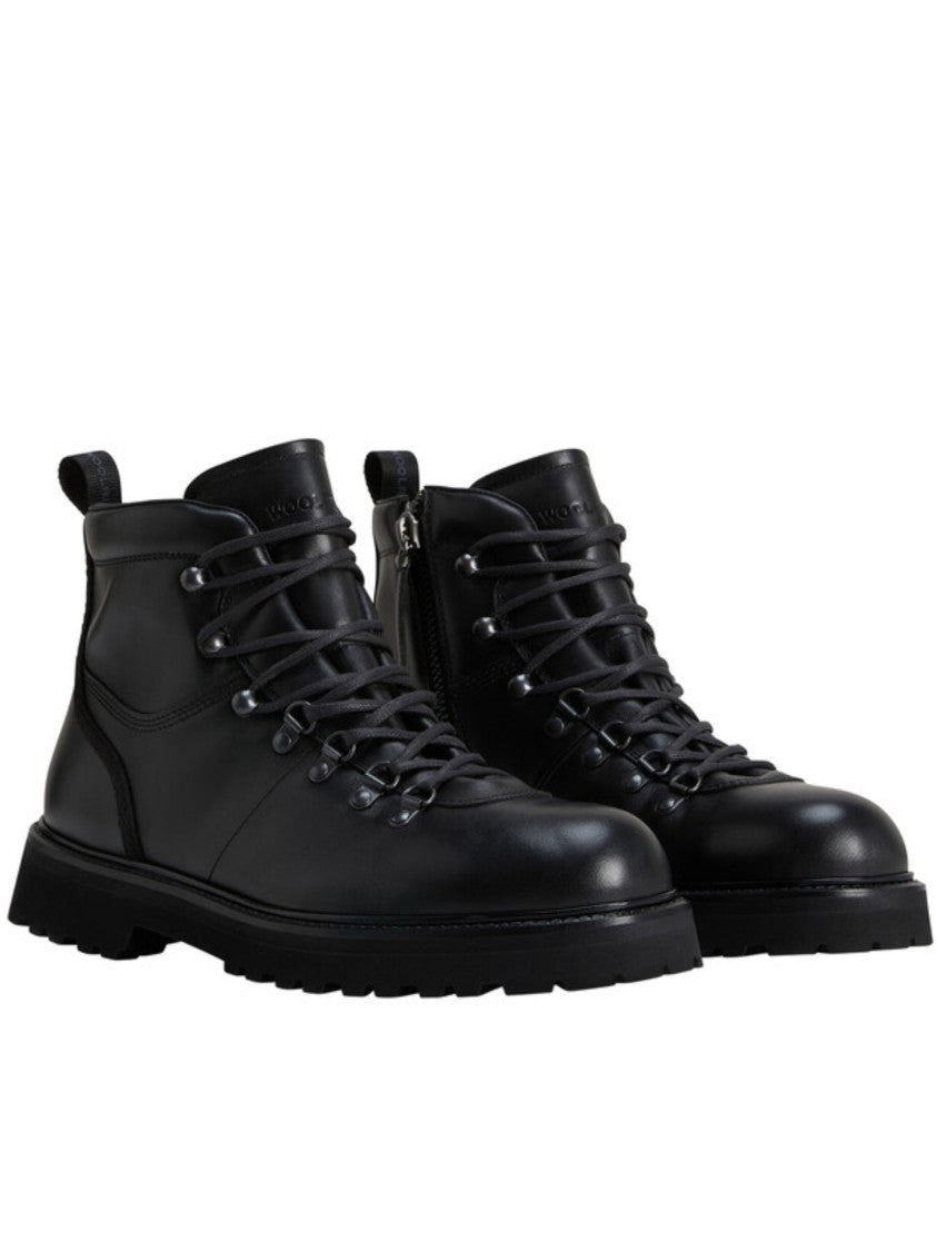 Woolrich Rugged Black Leather Ankle Hiking Boots