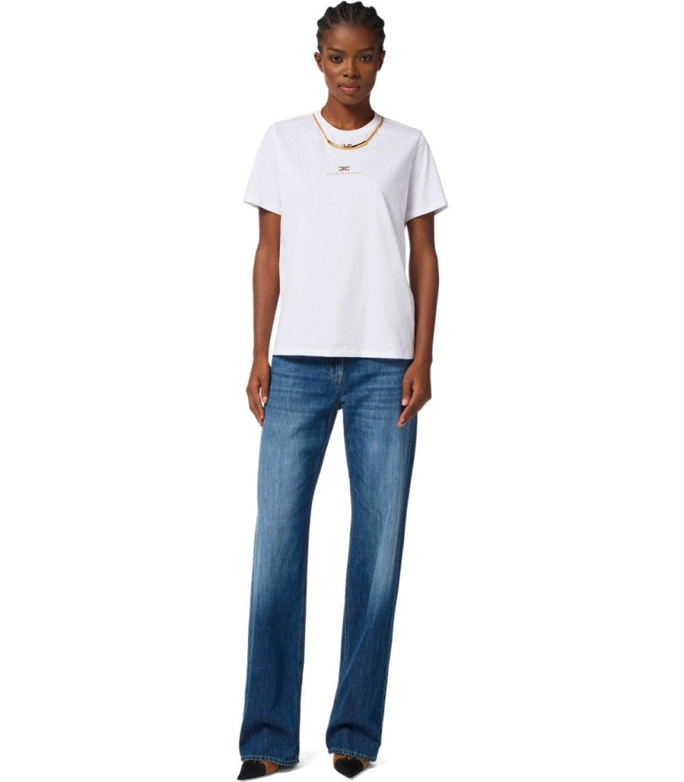 Elisabetta Franchi White T-Shirt With Jewel