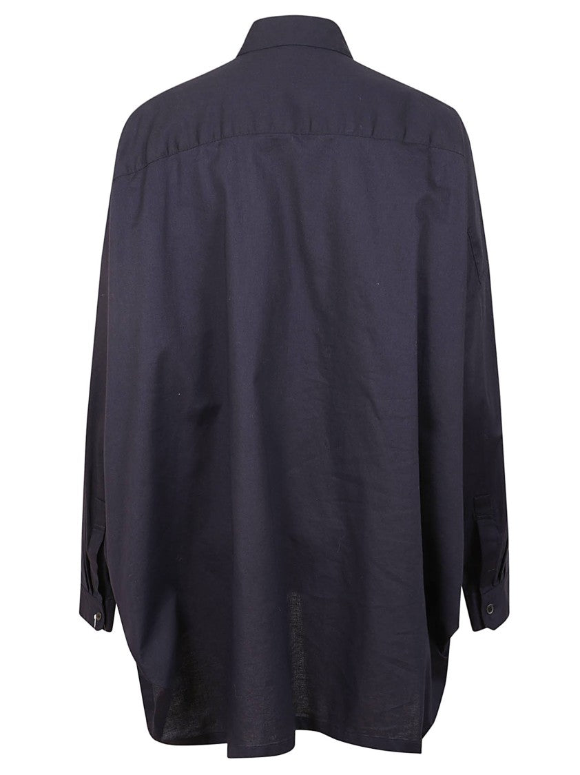 Yohji Yamamoto Relaxed Fit Black Cotton Shirt With Button-Down Front