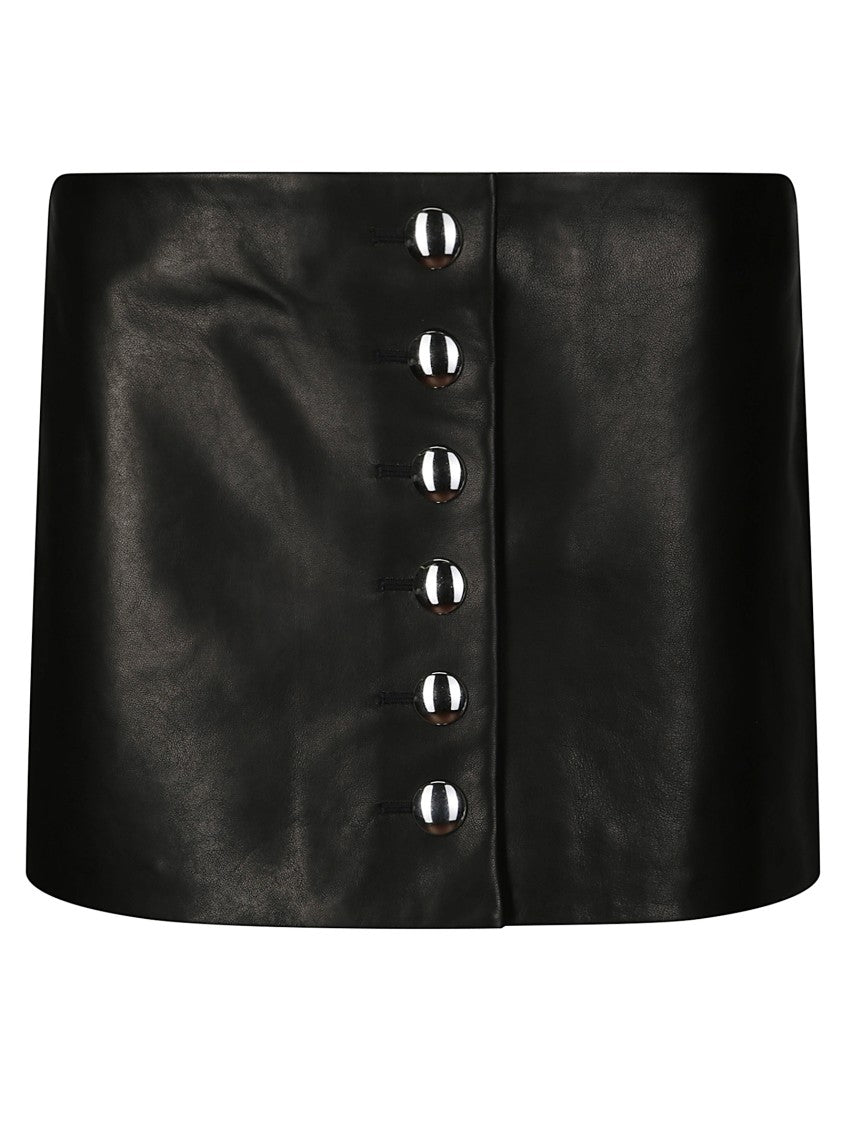Khaite Fitted Leather Skirt With Front Button Closure