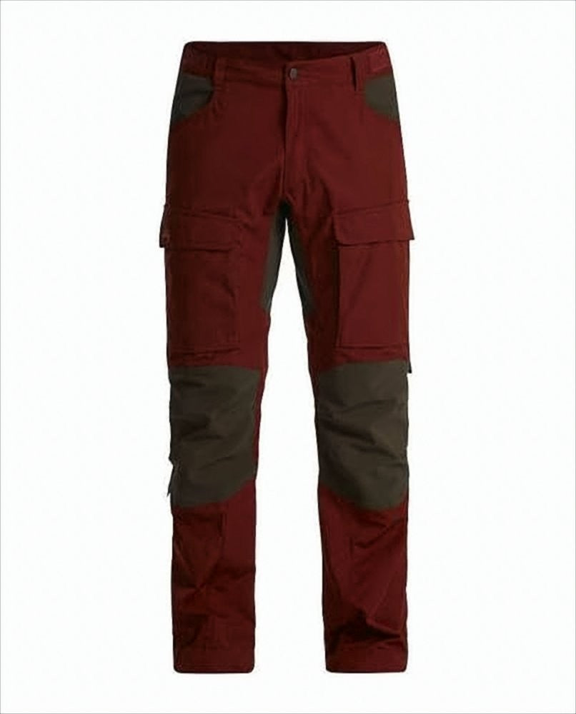 Lundhags Two-Tone Cargo Straight Pants With Deep Red Accents