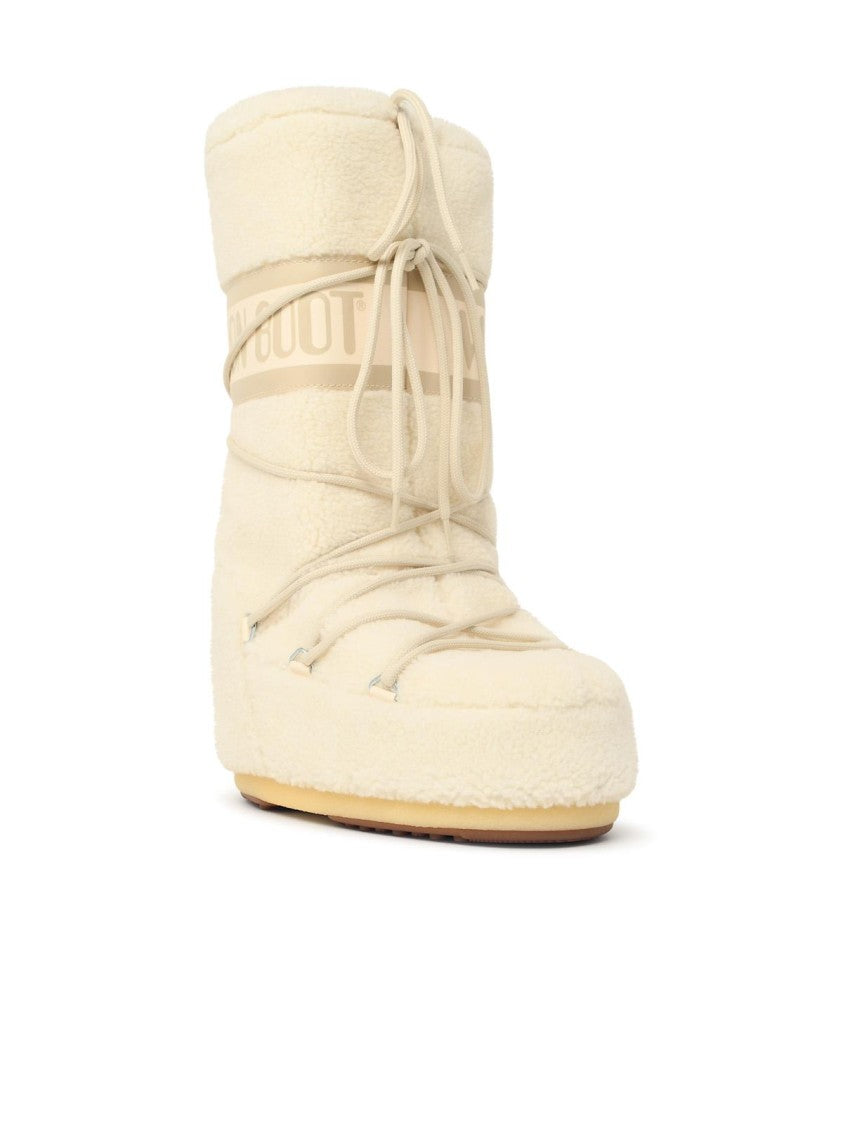 Moon Boot High-Top Teddy Fleece Moon Boot With Tubular Laces