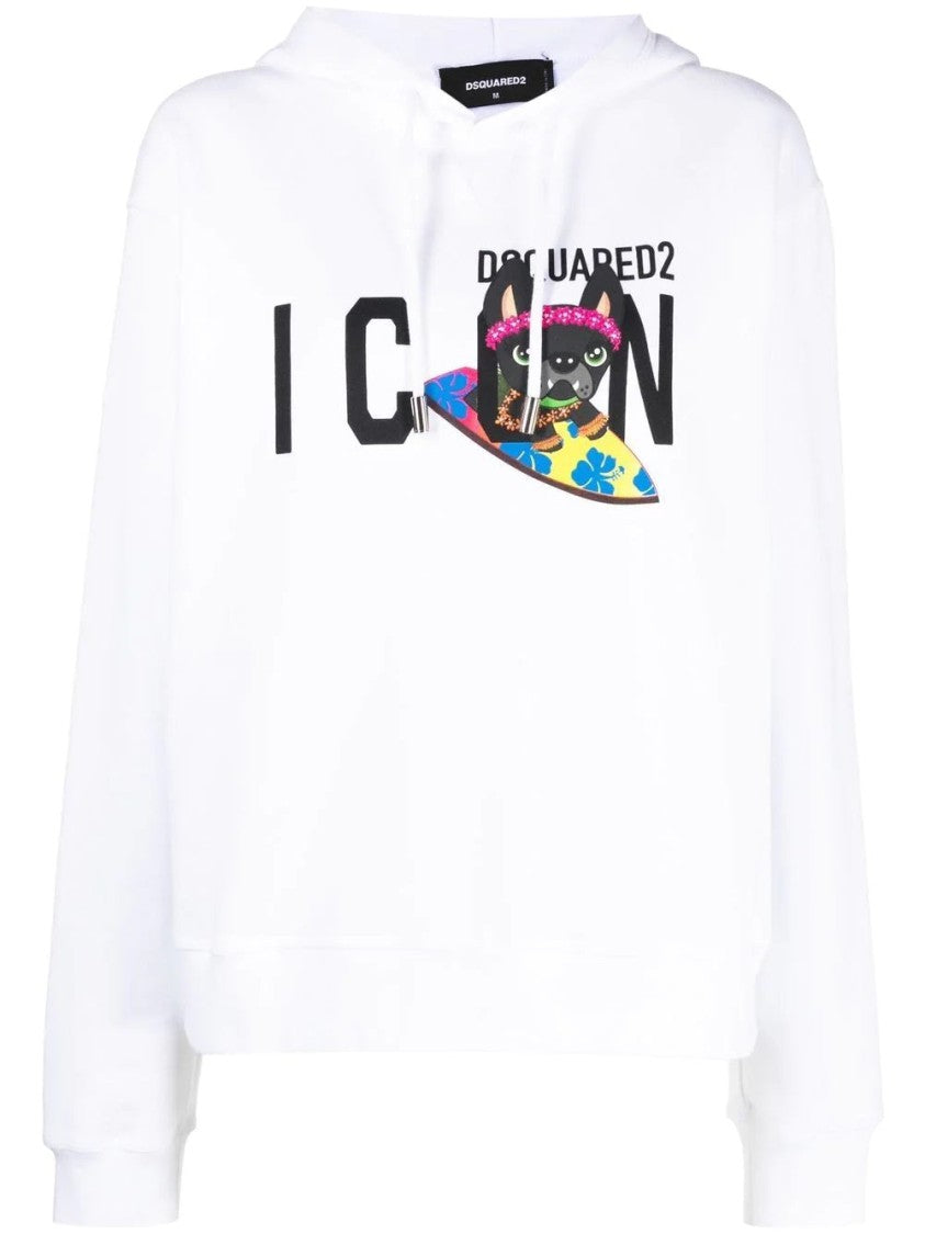 Dsquared2 Relaxed-Fit White Sweatshirt With Playful Graphic Design