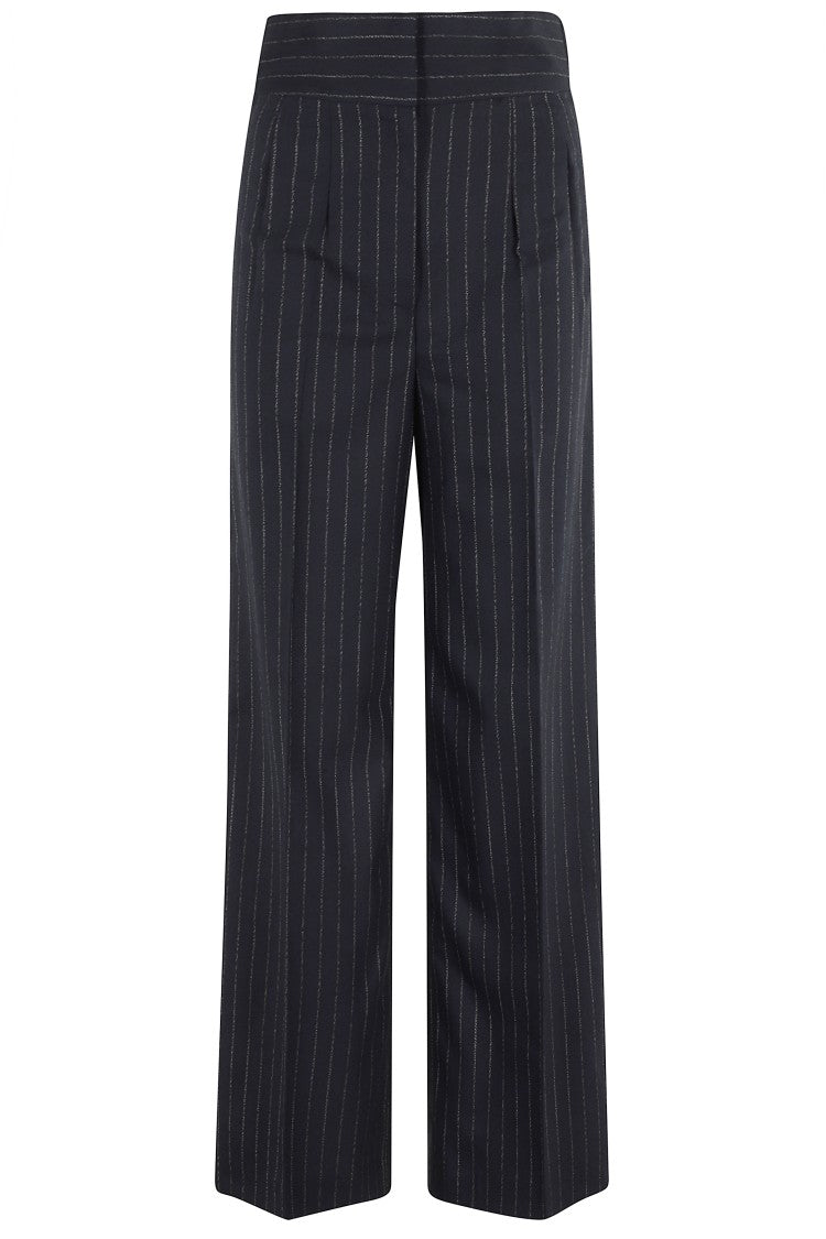 Erika Cavallini High-Waisted Pinstripe Trousers With Back Belt Detail