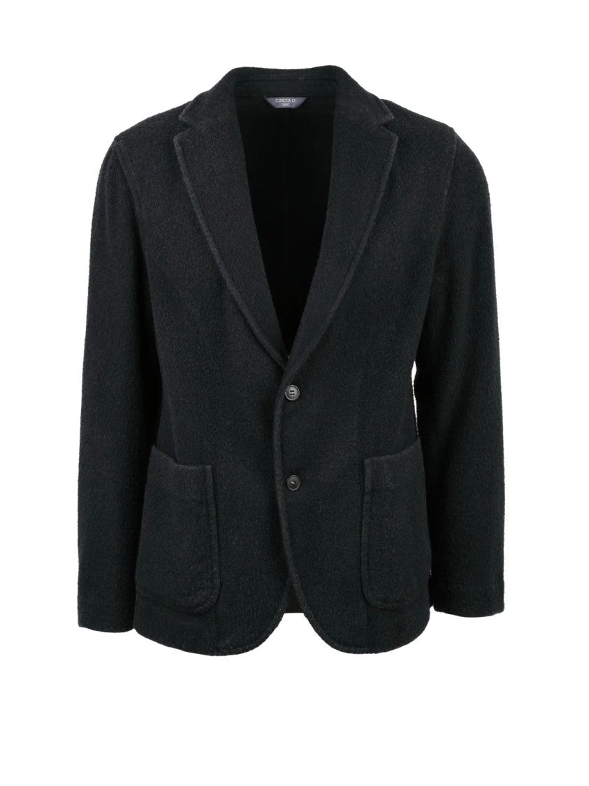 Circolo 1901 Rounded Design Black Blazer With Button Closure And Minimalistic Aesthetic