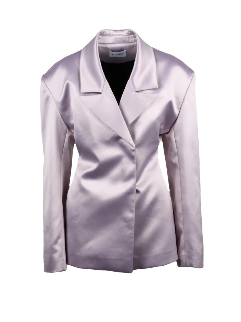 16 Arlington Long Satin Jacket With Tailored Silhouette And Button Closure