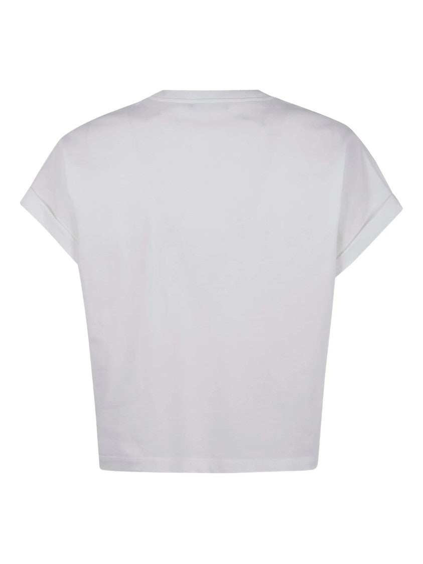 Balmain Cropped White Relaxed Logo T-Shirt