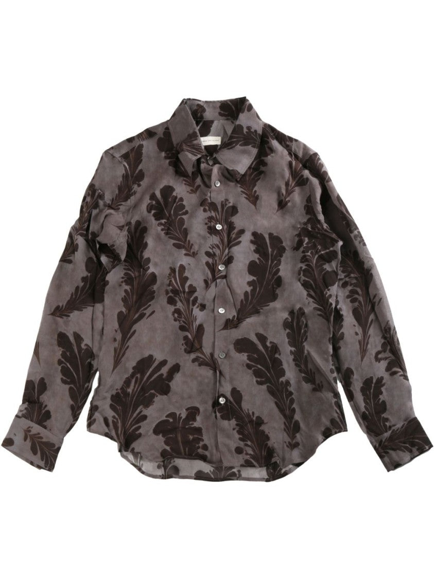 Dries Van Noten Dark Grey Long-Sleeve Shirt