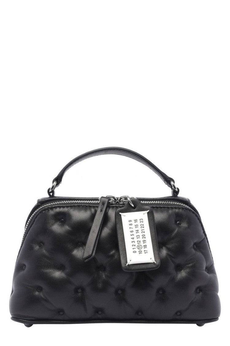 Maison Margiela Compact Black Handbag With Quilted Texture And Distinctive Tag