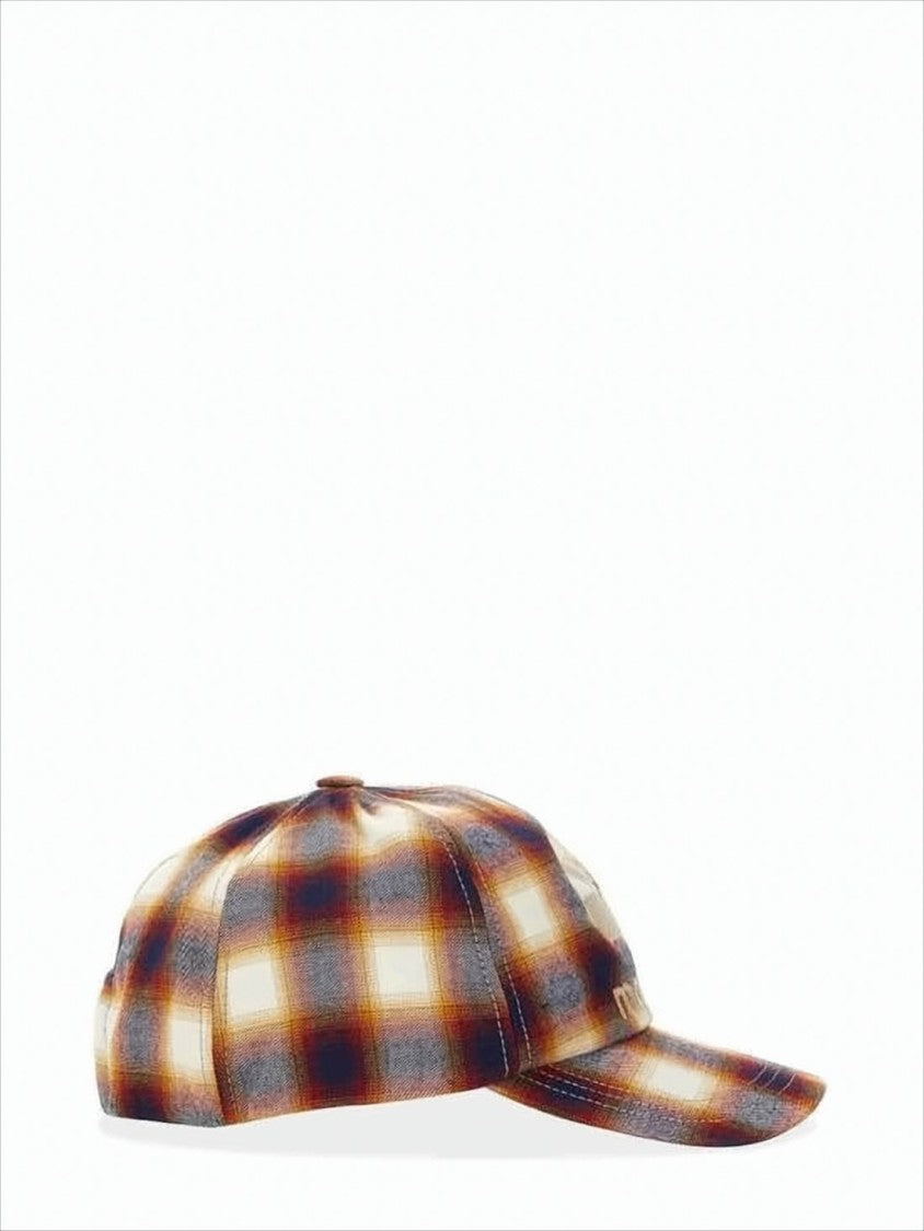 Isabel Marant Plaid Cotton Baseball Cap With Embroidered Logo