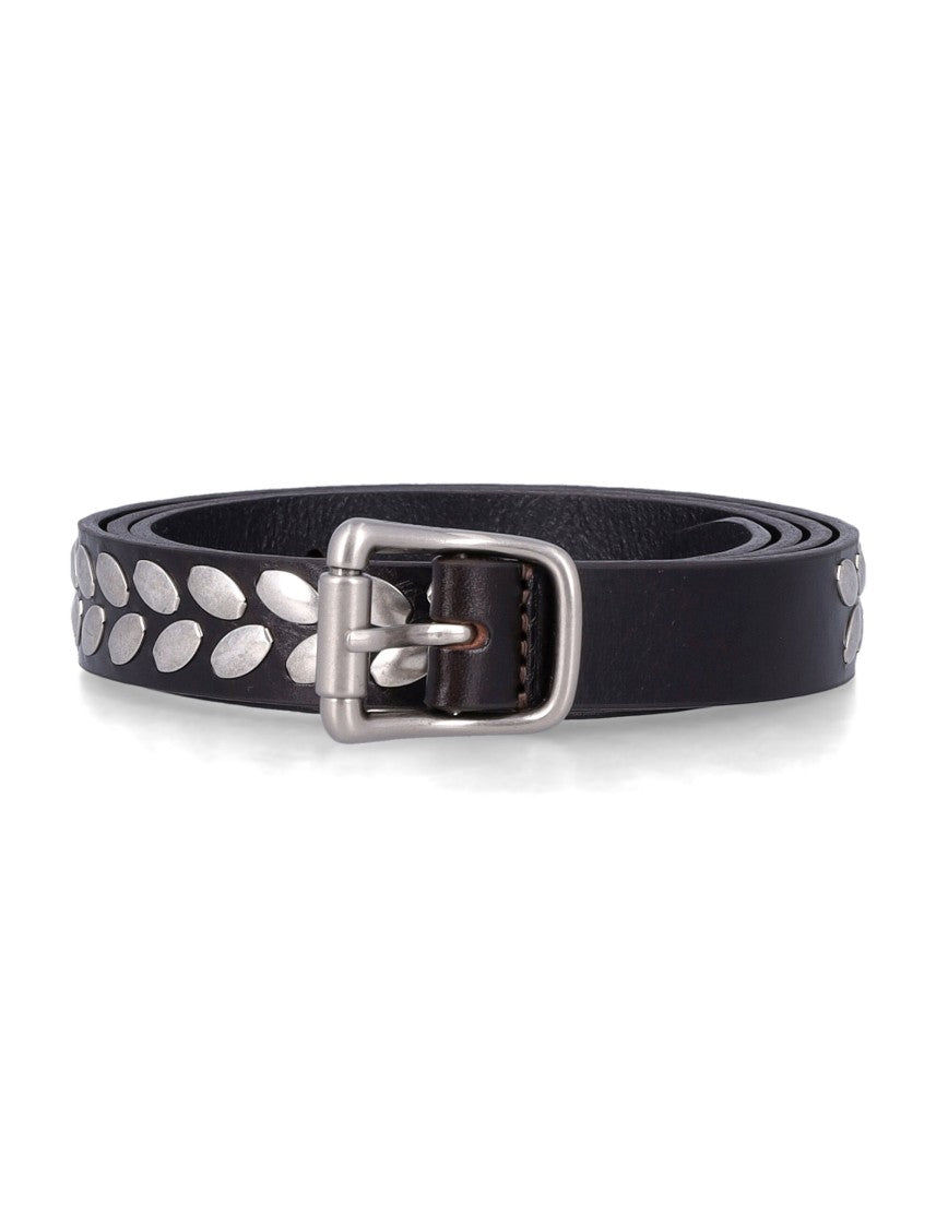 Lemaire Dark Brown Almond Studs Leather Belt