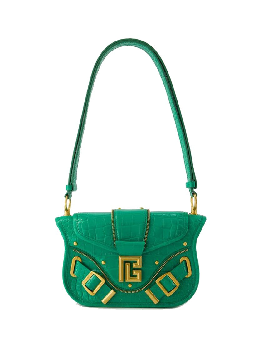 Balmain Blaze Shoulder Bag - Leather - Green