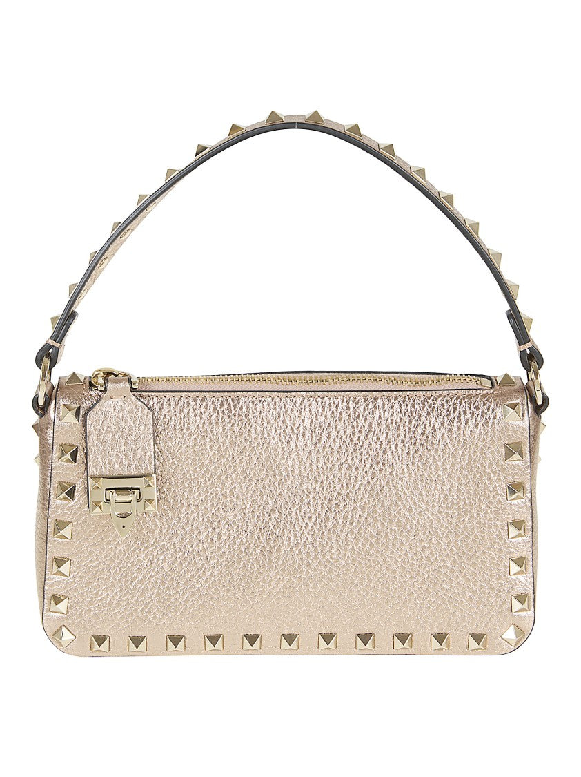 Valentino Garavani Compact Grained Calfskin Shoulder Bag With Platinum Studs