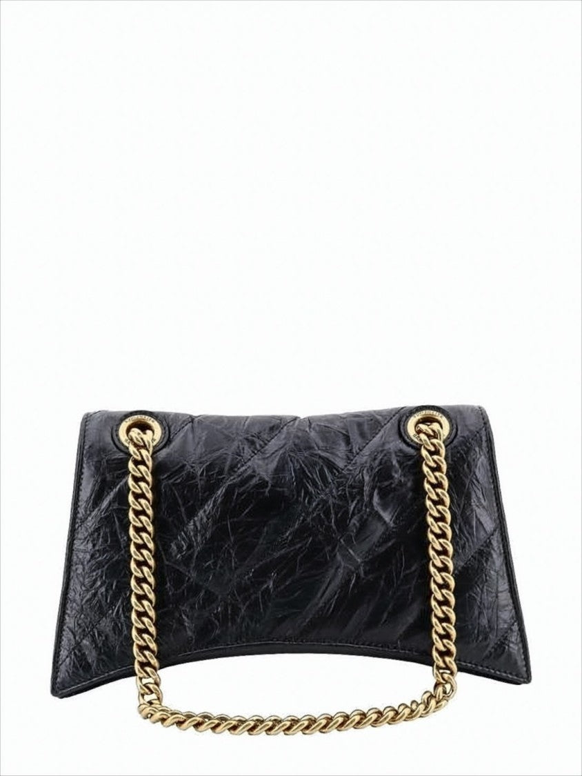 Balenciaga Textured Calfskin Shoulder Bag With Gold 'B' Logo