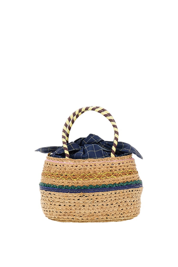 Exquisite J Woven Straw Handbag With Circular Handles